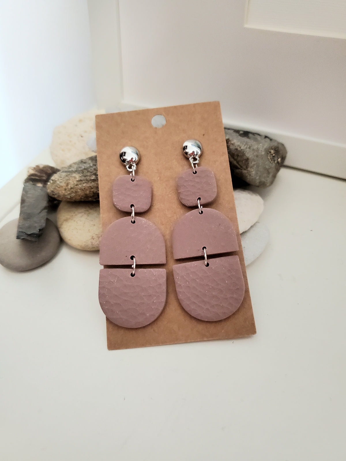 Polymer Clay Earrings-Mauve Dangles