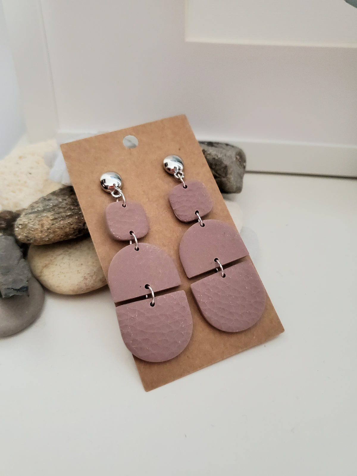 Polymer Clay Earrings-Mauve Dangles