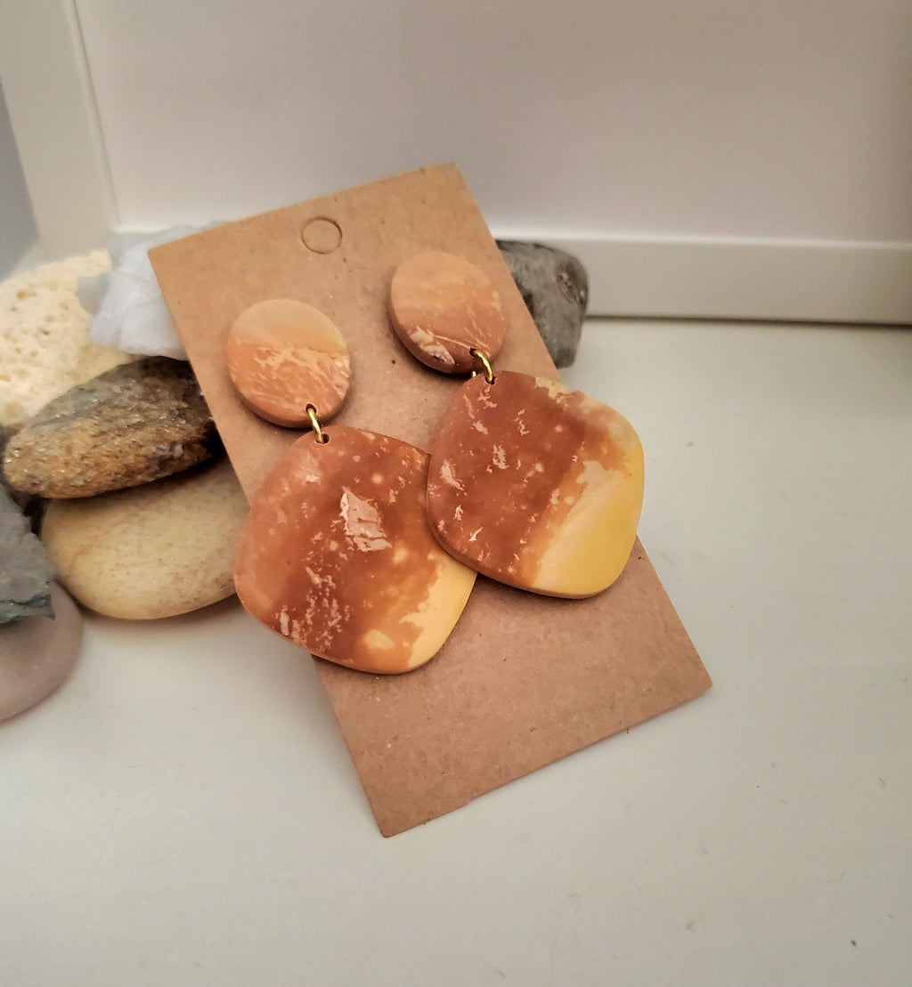 Polymer Clay Earrings--Ombre Tan and Yellow Dangles