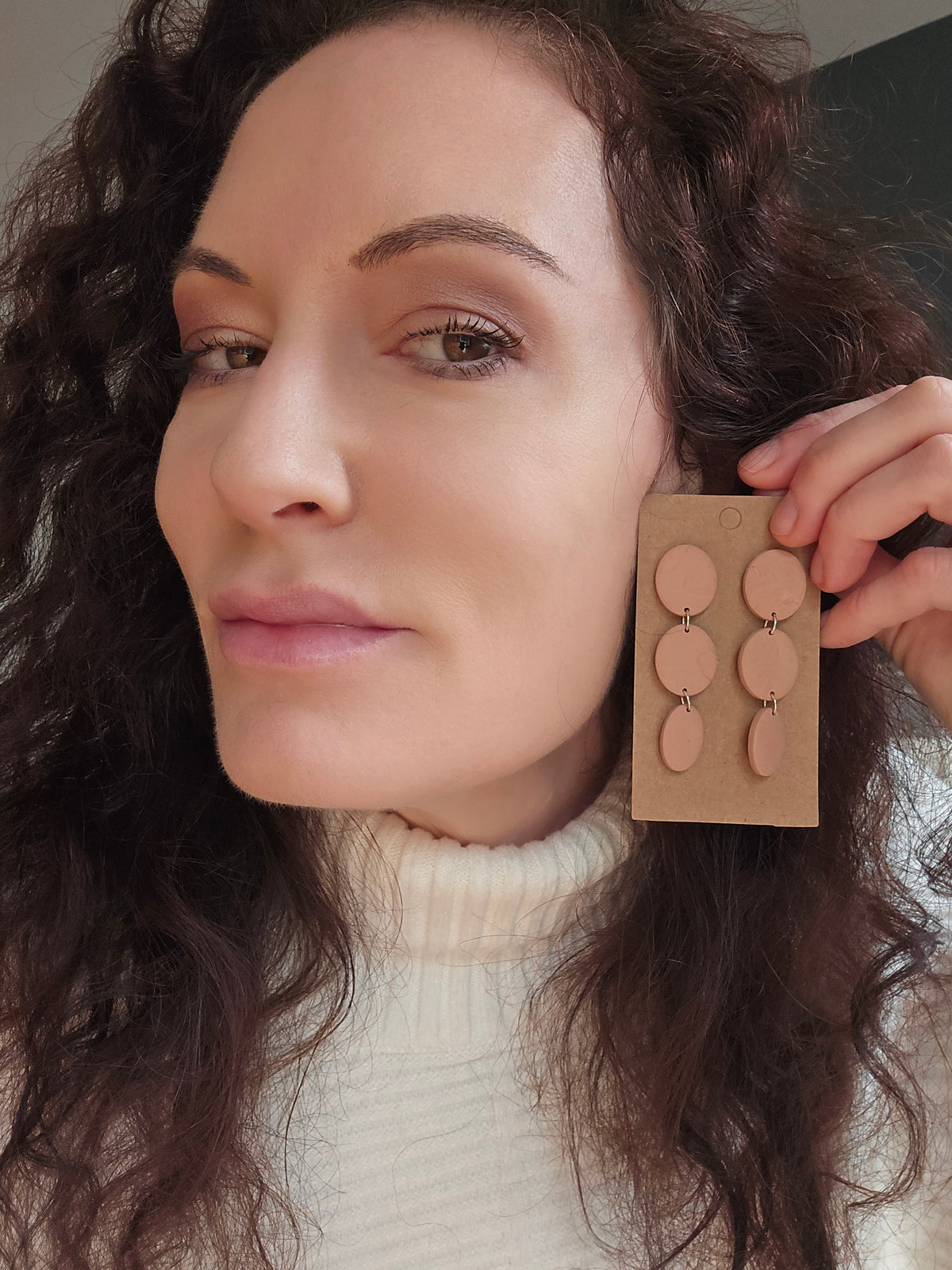 Polymer clay earrings--Camel Tan Dangles