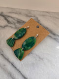 Polymer Clay Earrings--Green Marble Dangles