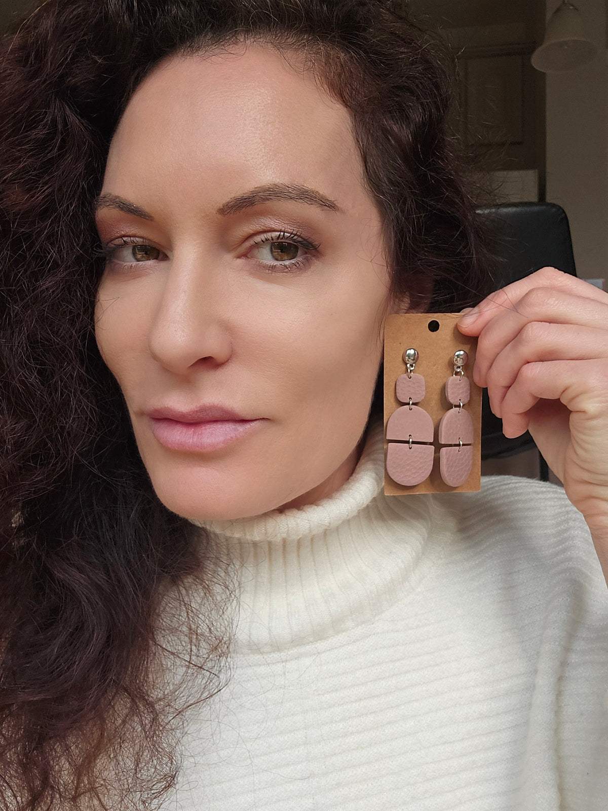 Polymer Clay Earrings-Mauve Dangles