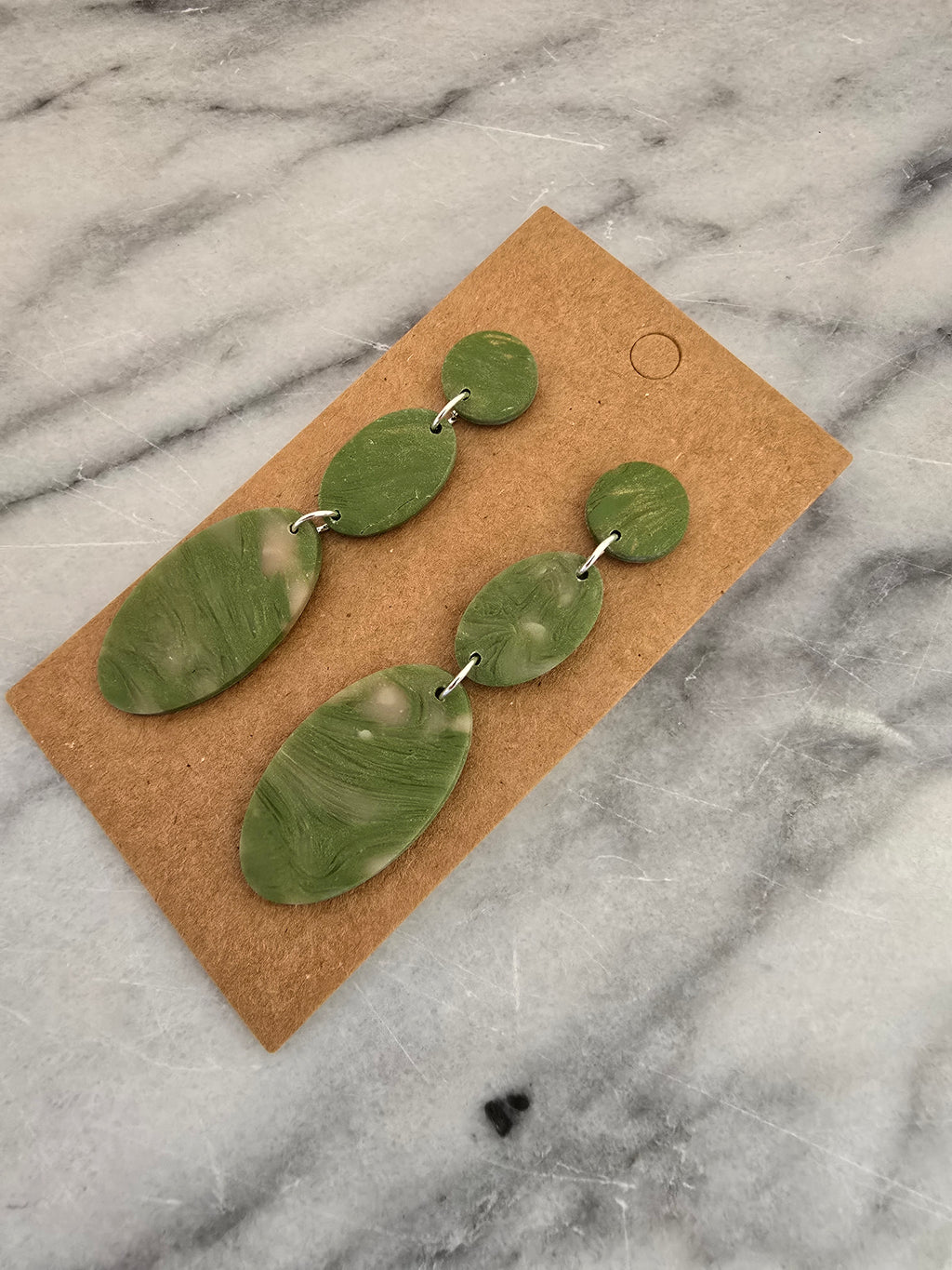 Polymer Clay Earrings--Sage Green Dangle