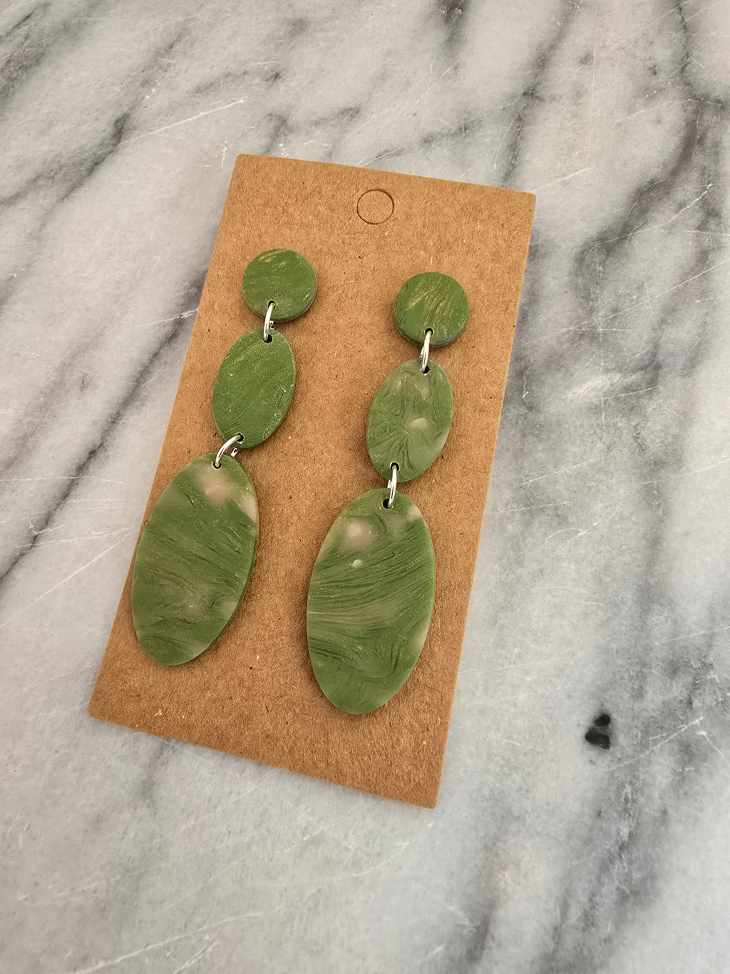 Polymer Clay Earrings--Sage Green Dangle
