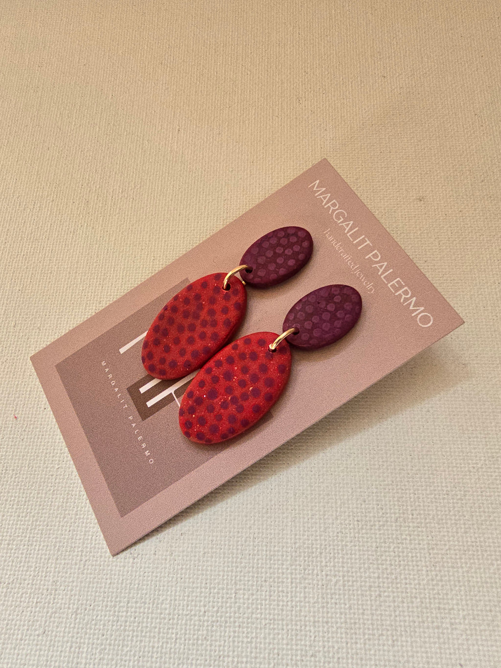 Polymer Clay Earrings--Christmas Polka Dot Dangles