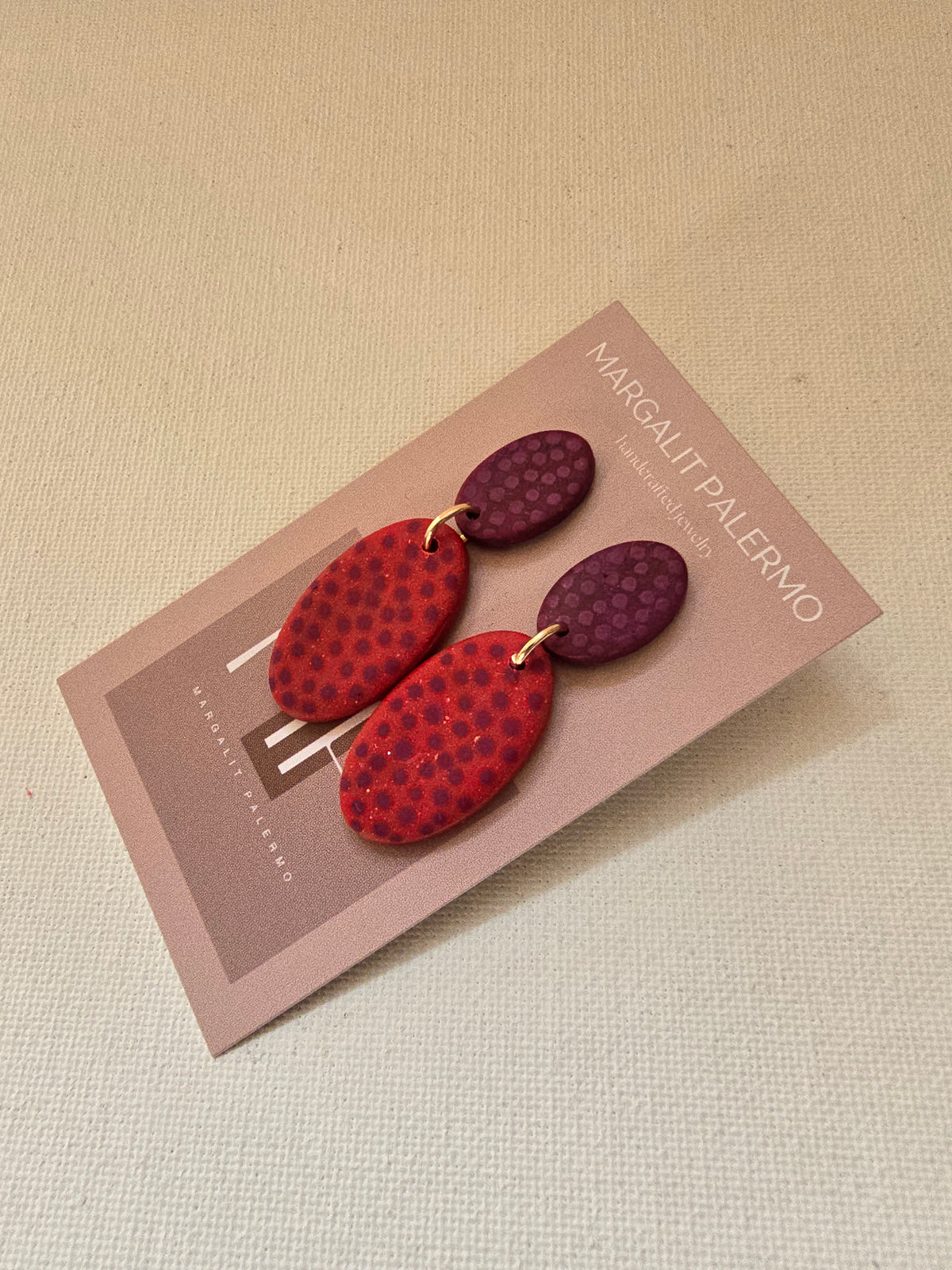Polymer Clay Earrings--Christmas Polka Dot Dangles