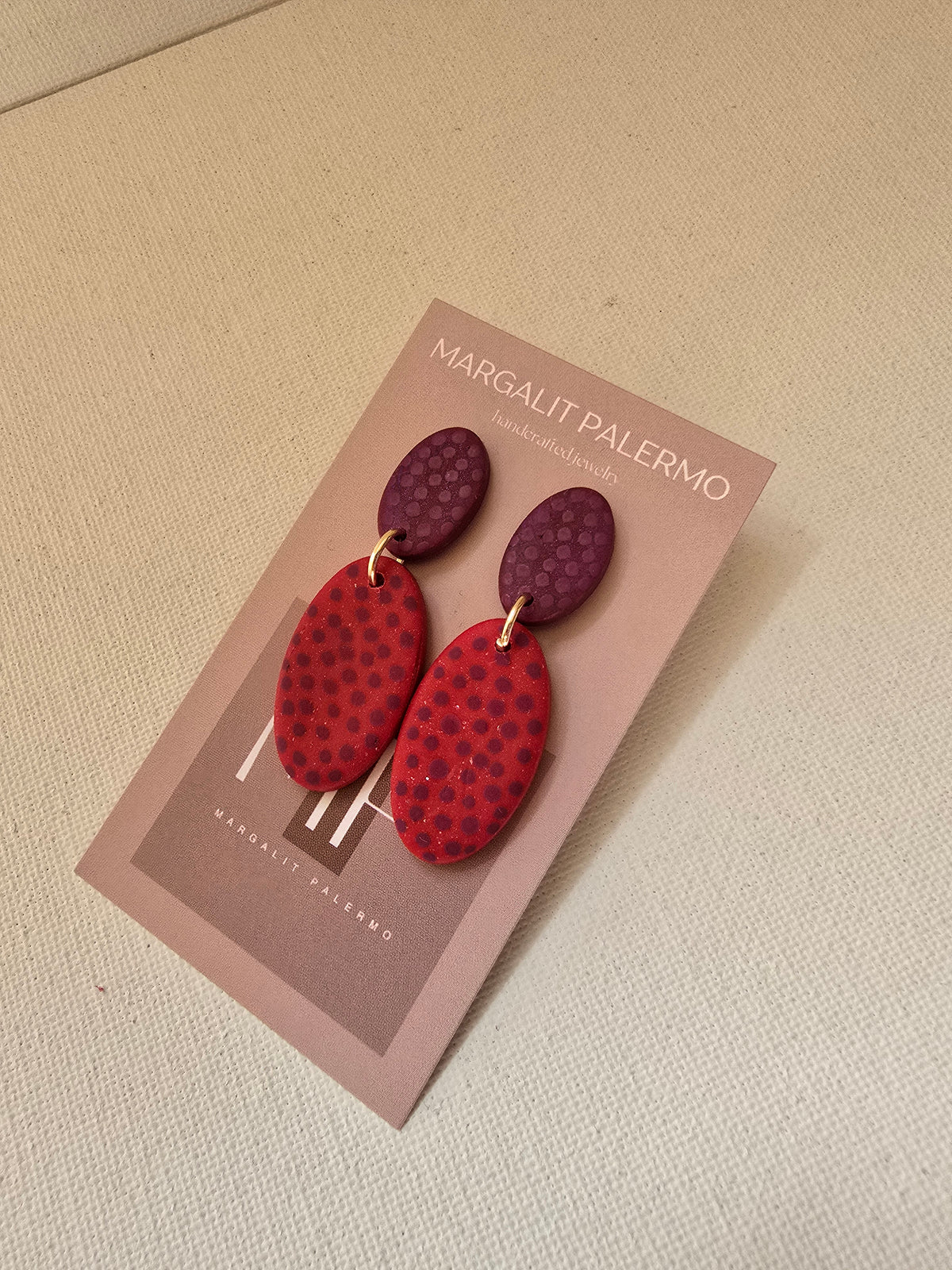 Polymer Clay Earrings--Christmas Polka Dot Dangles