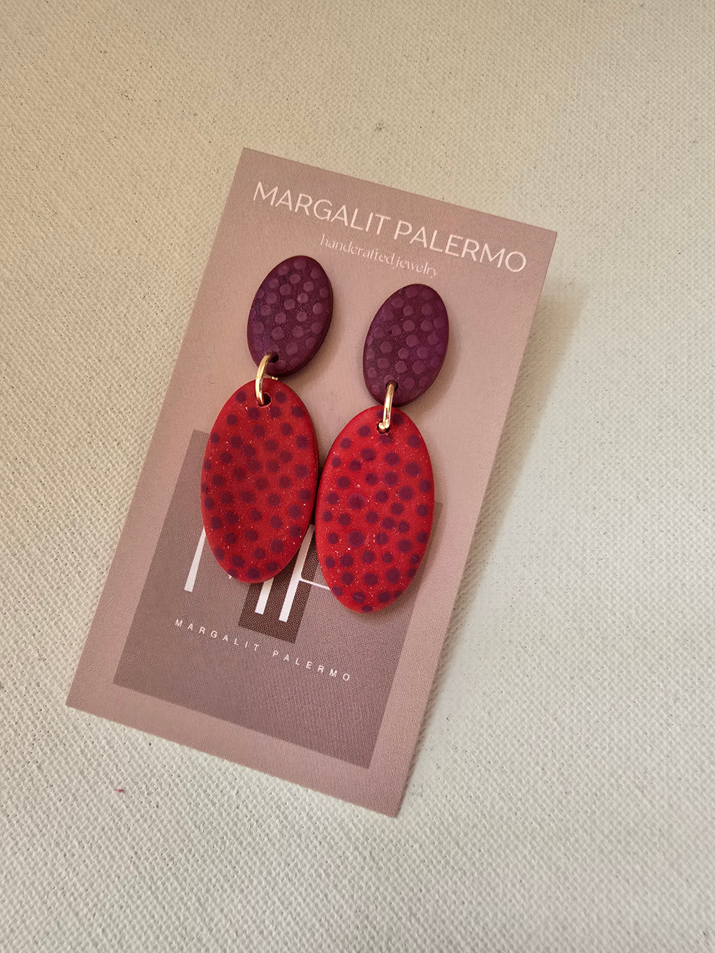 Polymer Clay Earrings--Christmas Polka Dot Dangles