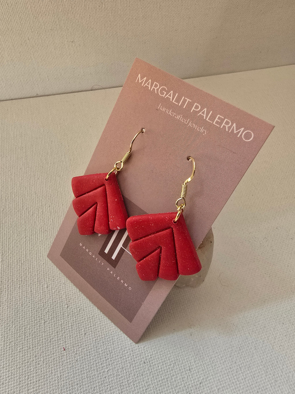 Polymer Clay Earrings--Holiday Christmas Leaf Dangle