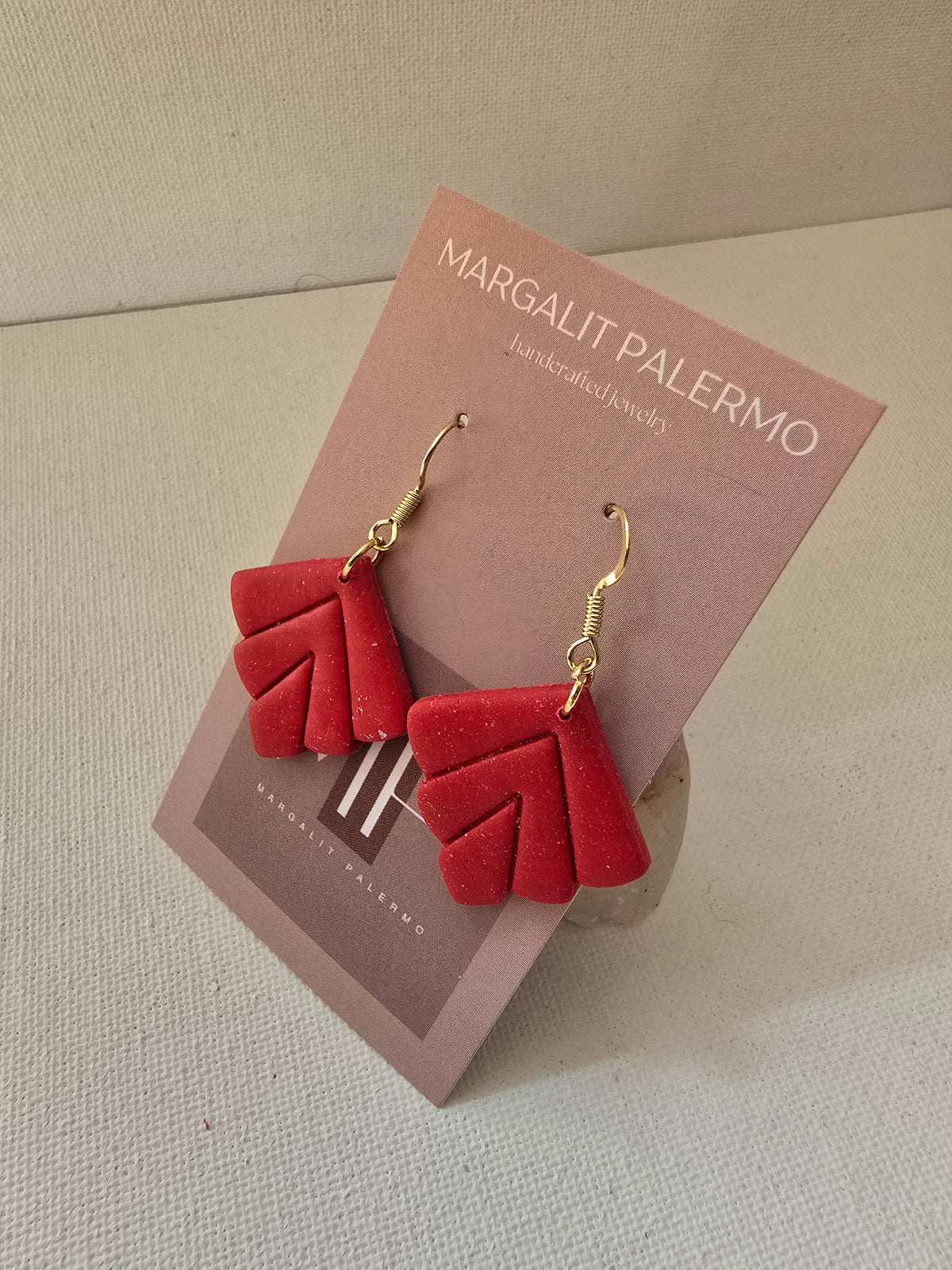 Polymer Clay Earrings--Holiday Christmas Leaf Dangle