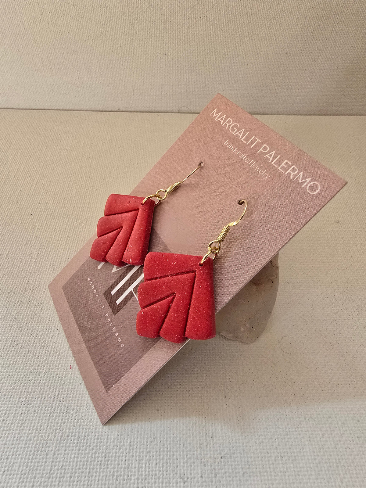 Polymer Clay Earrings--Holiday Christmas Leaf Dangle