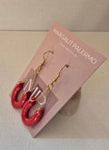 Polymer Clay Chandelier Earrings--Red horseshoe
