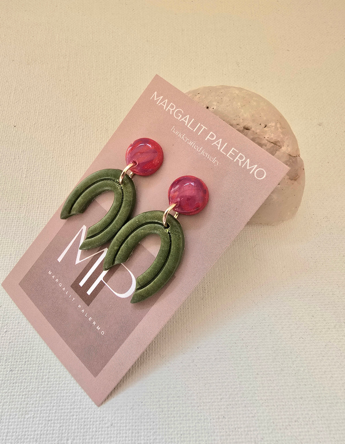 Polymer Clay Earrings--Holiday Holly Dangles