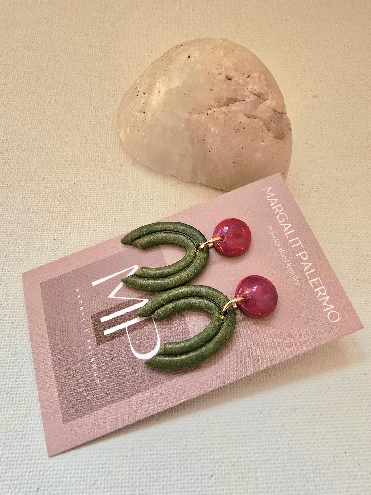 Polymer Clay Earrings--Holiday Holly Dangles