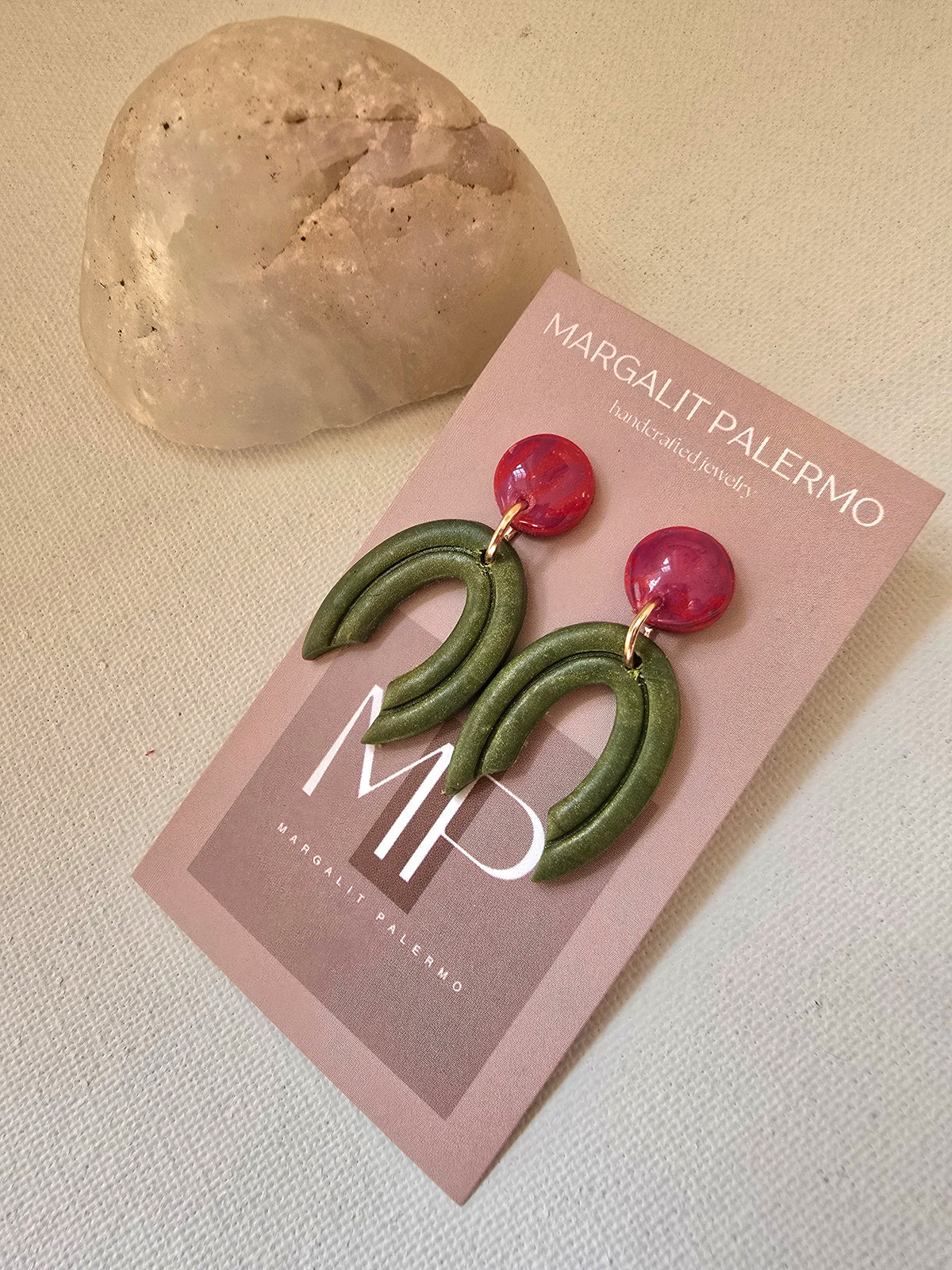 Polymer Clay Earrings--Holiday Holly Dangles