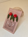 Polymer Clay Earrings--Holiday Christmas Holly Studs