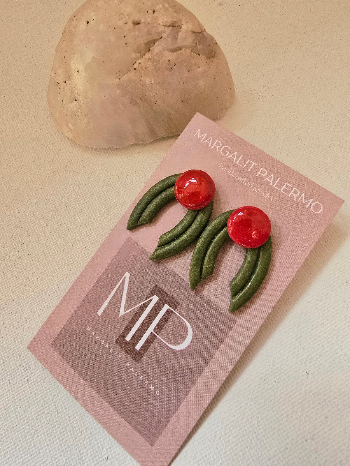 Polymer Clay Earrings--Holiday Christmas Holly Studs