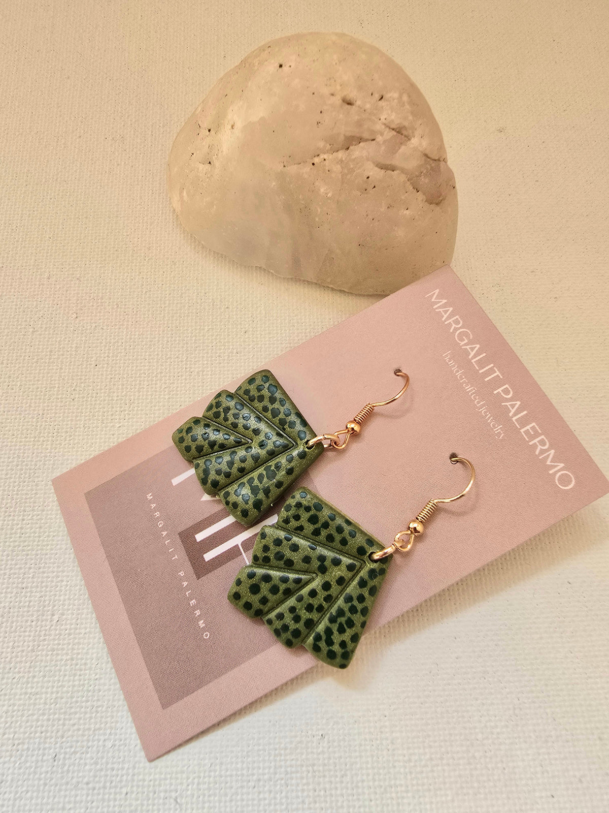 Polymer Clay Earrings--Holiday Ivy Leaf Dangle