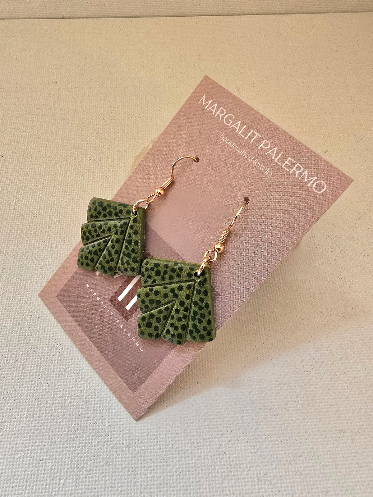 Polymer Clay Earrings--Holiday Ivy Leaf Dangle