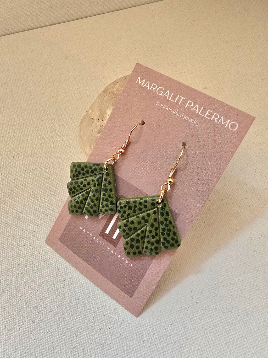 Polymer Clay Earrings--Holiday Ivy Leaf Dangle