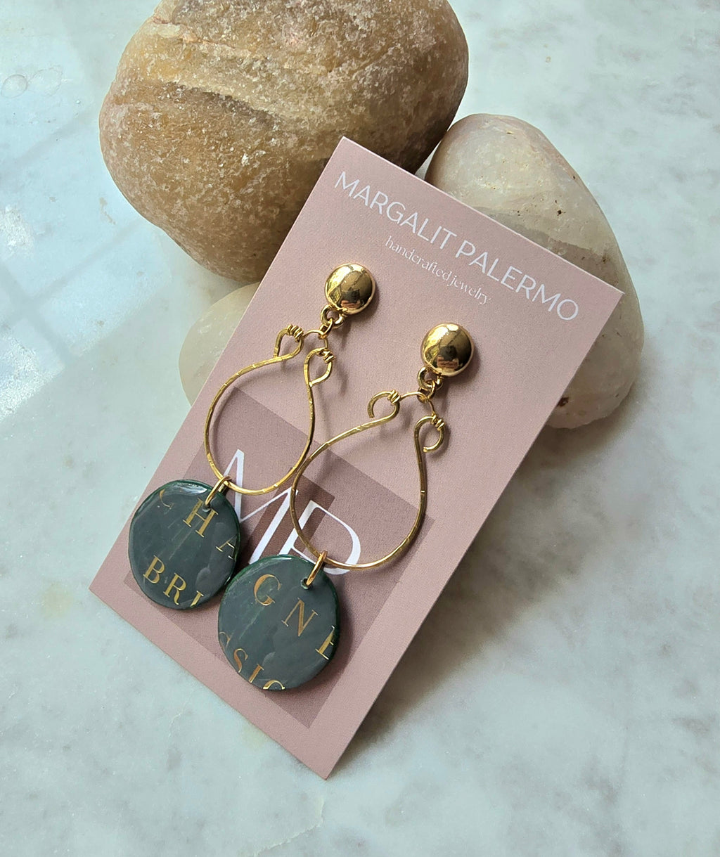 Champagne Collection--Dangle Earrings with Gold Metal Post