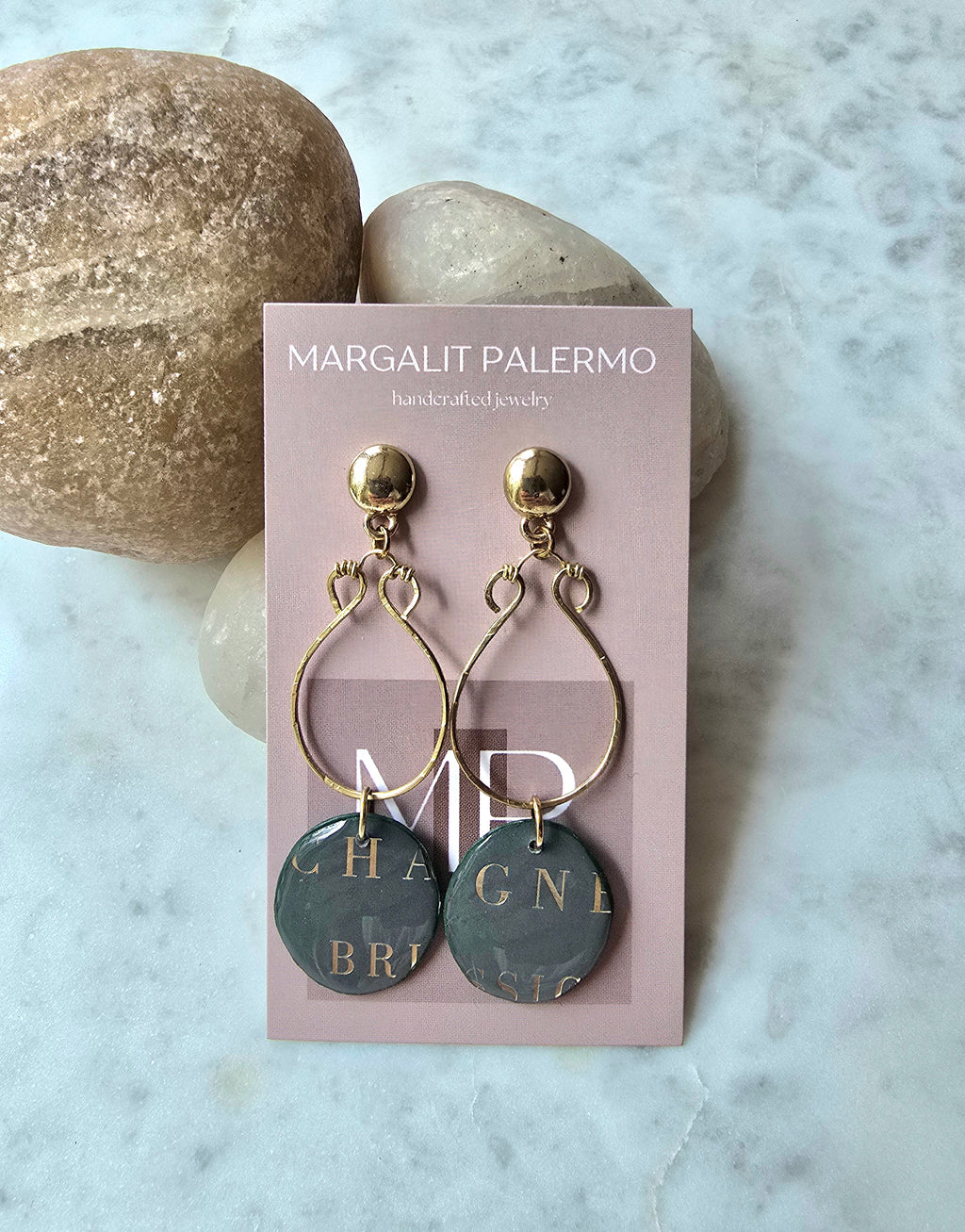 Champagne Collection--Dangle Earrings with Gold Metal Post