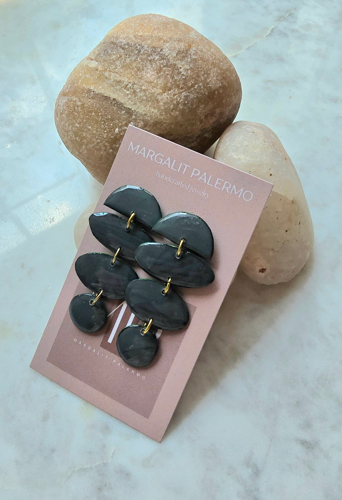 Champagne Collection--Dark Green Drop Dangle Earrings