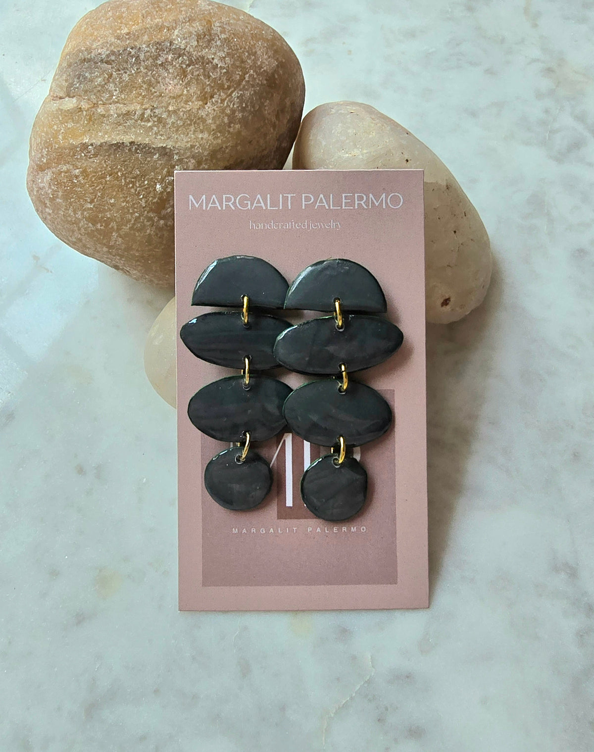 Champagne Collection--Dark Green Drop Dangle Earrings