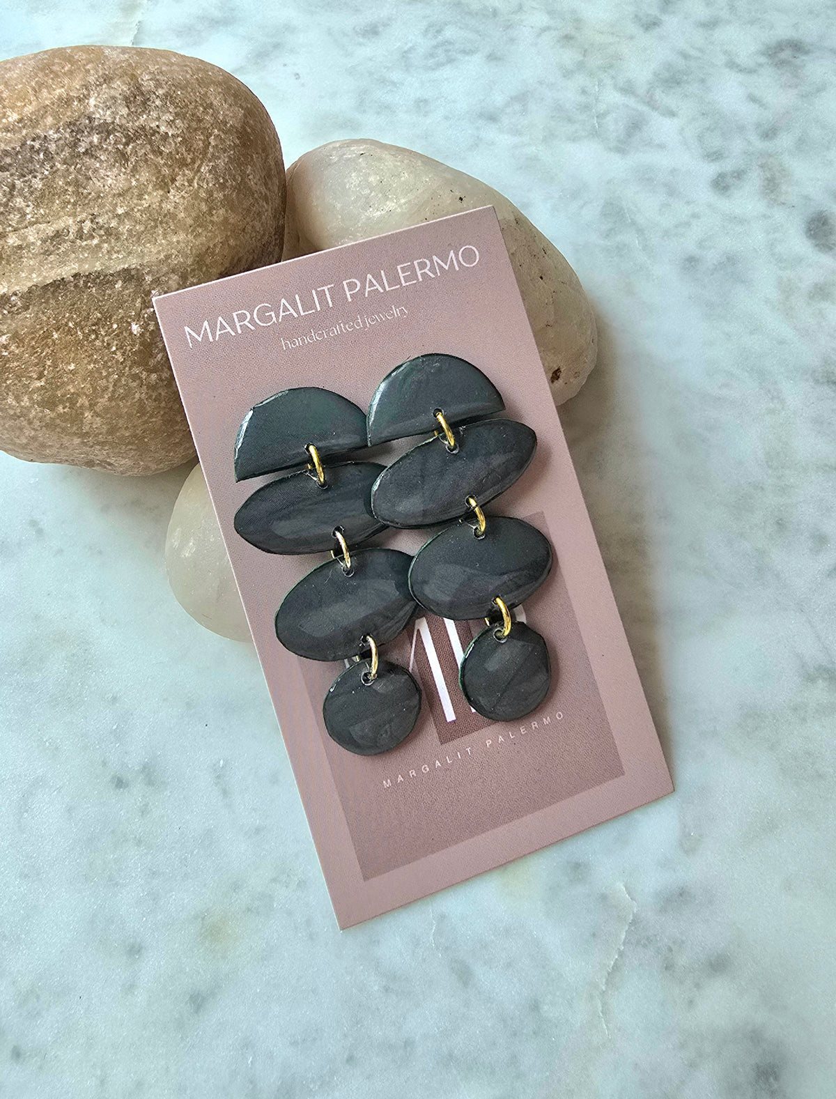 Champagne Collection--Dark Green Drop Dangle Earrings