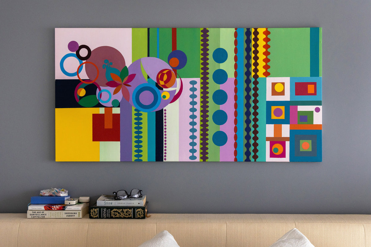"Planets Above" Abstract Contemporary Acrylic on Canvas 24x36 inch